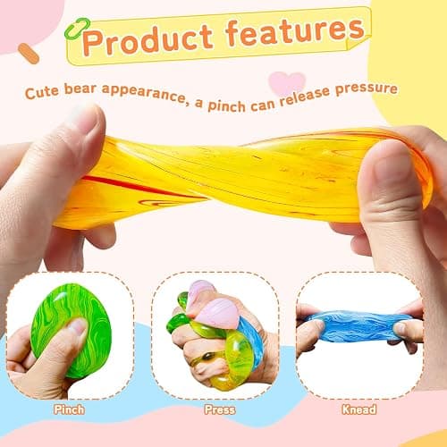 4Pack Easter Eggs Squishy Fidget Toys Squeeze Toys for Kids Girls Boys Colorful Marbled Squishy Balls Stress Balls Easter Egg Fillers Stress Relief Sensory Toys Anxiety Relief thumbnail 3