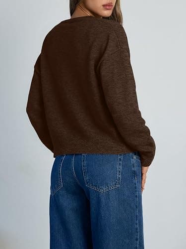 Trendy Queen Cropped Cardigan Sweaters for Women Lightweight Crop Knit Y2k Fall Outfits Fashion Clothes 2025 thumbnail 4