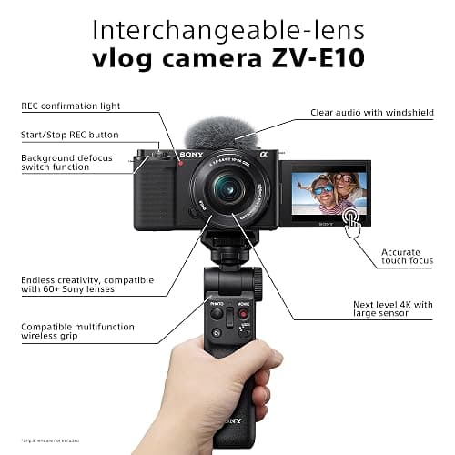 Sony ZV-E10 Mirrorless Vlog Camera (APS‑C Sensor, 4K Video, Flip Screen, Real-Time Eye AF, Ideal for Content Creators) thumbnail 2