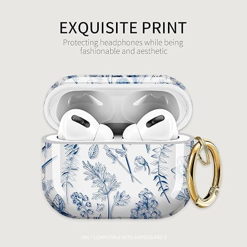 ZEKICE for AirPods Pro 3 Generation Case, Clear Flower Air Pod Pro 3 Case for Women Girly Cute Soft AirPod Pro 3 Cover with Keychain Strap for AirPod Pro 3 Cover 2025 Blue Leaves thumbnail 3