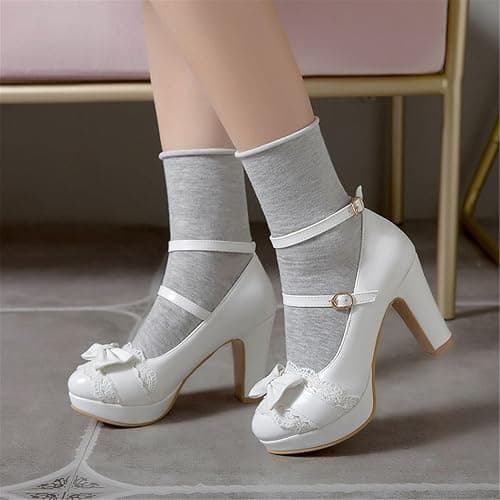 FOREADA Mary Janes for Women Platform Heels Bow Kawaii Shoes Vintage Dress Pumps thumbnail 2