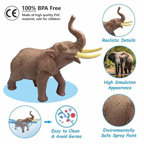 iGRATENS Safari Animals Figures Toys with Sound Books, 10PCS Realistic Jungle Animals Figures & Safari Animals Book with 10 Buttons, Zoo Animal Toys, Learning Toy for 3+ Year Old Boys, Girls, Kids thumbnail 4