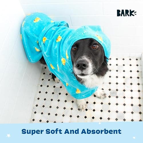 Barkbox Dog Bathrobe Fast Drying with Hook and Loop Closure & Wrap Tie Snuggle, Cute Dogs Clothes, Easy to Clean, Machine Washable, Dog Coats and Tumble Dry Low - Rubber Duck, Large | Fast Drying, Microfiber Bath Towel - Hook & Loop Closure and Wrap Tie - Machine Washable - Rubber Duck thumbnail 4