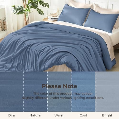 Litanika Haze Blue Twin/Twin XL Comforter Set, 2 Pieces Lightweight Solid Bedding Set, All Season Fluffy Bed Set (66x90In Comforter & 1 Pillowcase) thumbnail 8