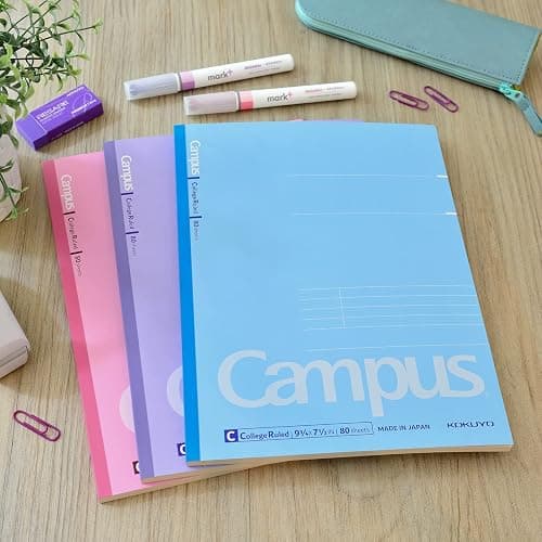 KOKUYO Composition Notebooks, 3 Pack Campus 9-3/4" x 7-1/2" Comp Book with College Ruled, 80 Sheets, Pink Blue Lavender School Lined Notebook Journal for Work Study Note Taking (WSG-NO-308CG1×3) thumbnail 7