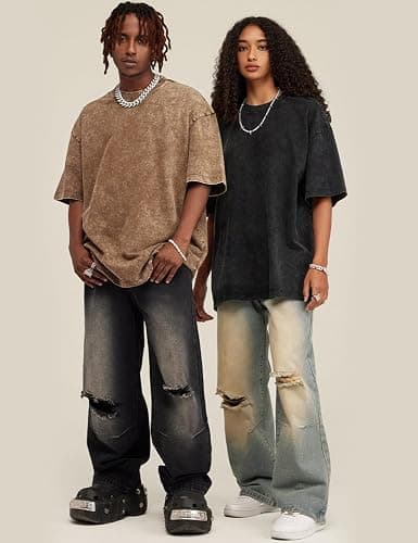 Arssm 3 Pack Men Oversized T Shirts Vintage Tee Loose Fit Short Sleeve Casual Streetwear Baggy Washed Unisex Tops thumbnail 2