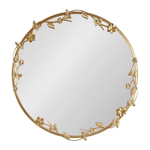 Kate and Laurel Rosella Modern Ornate Round Wall Mirror, 26 Inch Diameter, Gold, Circle Mirror with Floral Detailing for Use as Bathroom Mirror for Over Sink or Cute Dorm Room Decor thumbnail 8