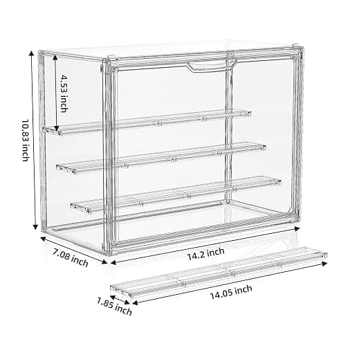 MSHOMELY Clear Acrylic Display Case for Collectibles 4 Layer Hobby Figure Display Case Box with Shelves Stackable Figurine Display Shelf for Funko Pop Mart Labubu Model, 2 Pack thumbnail 3