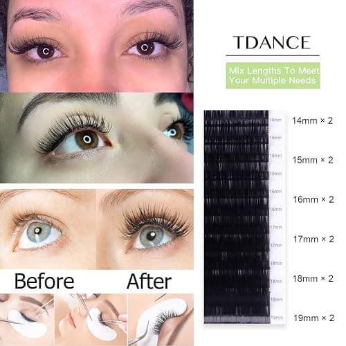 TDANCE Lash Extension Matte Black Eyelash Extension C CC D DD J B L Curl Volume & Classic Lash Extensions 0.03-0.18mm Thickness Professional Salon Use(0.05-CC,14-19 mm) thumbnail 6