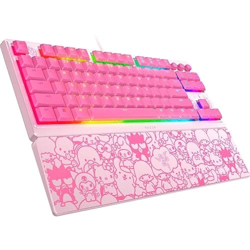 Razer Ornata V3 TKL Gaming Keyboard: Low-Profile Keys - Mecha-Membrane Switches - UV-Coated Keycaps - Backlit Media Keys - 8-Zone RGB Lighting - Magnetic Wrist Wrest - Hello Kitty & Friends Edition thumbnail 8