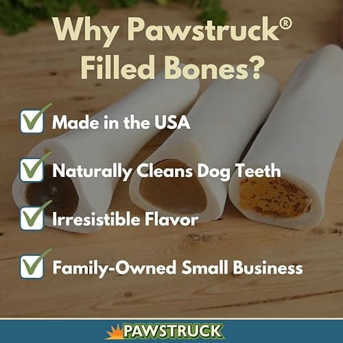 Pawstruck Small 3” Filled Dog Bones Variety Pack - Peanut Butter, Cheese & Bacon, Beef Flavors - Made in USA Long Lasting Stuffed Femur Treat for Aggressive Chewers - Pack of 3 - Packaging May Vary thumbnail 2