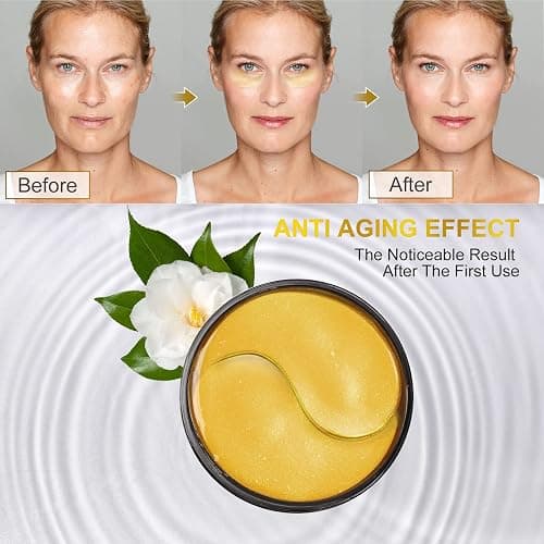 Fivewan 24k Gold Under Eye Patches - 60 Pcs Eye Mask Pure Gold Anti-Aging Collagen Hyaluronic Acid Under Eye Mask for Removing Dark Circles, Puffiness & Wrinkles Refresh Your Skin thumbnail 3