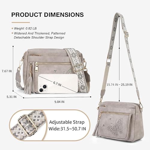 KITEVIUN Crossbody Bags for Women Trendy Leather Crossbody Purse Shoulder Handbags Butterfly Design thumbnail 5