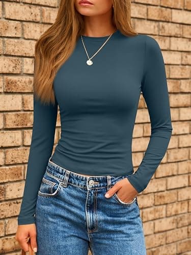 AUTOMET Womens Crew Neck Long Sleeve Slim Fit Compression Underscrubs Tops thumbnail 3