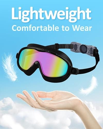 Kids Swim Goggles, Anti-fog, UV Protection and Wide View Swimming Goggles & Swim Cap for Age 3-15 Boys Girls Toddler thumbnail 2