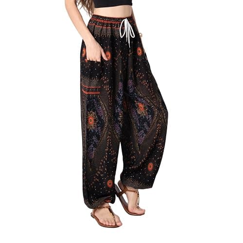 Tranquil Threads Women's Harem Pants with Pockets and Drawstring, Hippie Boho Yoga Clothes thumbnail 2