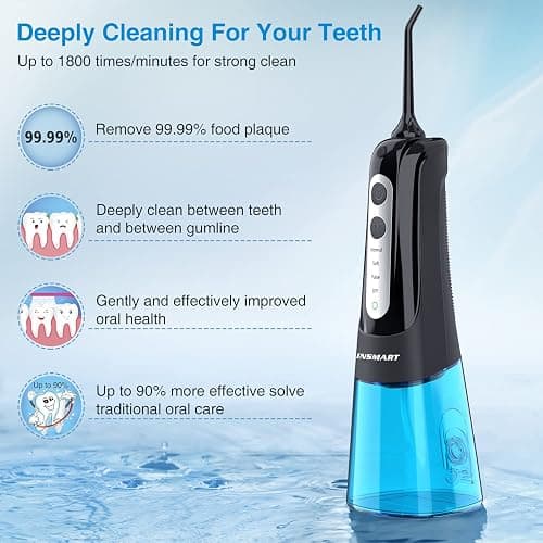 INSMART Water Flosser for Teeth: Cordless Dental Electric Flosser for Oral Care,Rechargeable Floss DIY Mode IPX7 Waterproof,Portable Travel Flossers Set for Teeth cleaning with 4 Modes thumbnail 5