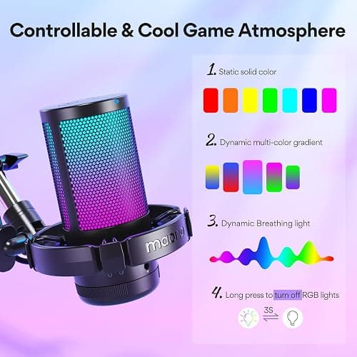 MAONO Gaming USB Microphone, Noise Cancellation Condenser Mic with Mute, Gain, Monitoring, Boom Arm Mic for Streaming, Podcast, Twitch, YouTube, Discord, PC, Computer, PS4, PS5, Mac, GamerWave DGM20S thumbnail 3