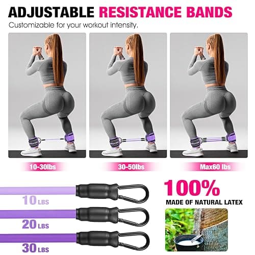 HOXWC Ankle Resistance Bands with Cuffs, Ankle Bands for Working Out, Ankle Resistance Band for Leg, Booty Workout Equipment for Kickbacks Hip Fitness Training, Exercise Bands for Butt Lift Women thumbnail 7