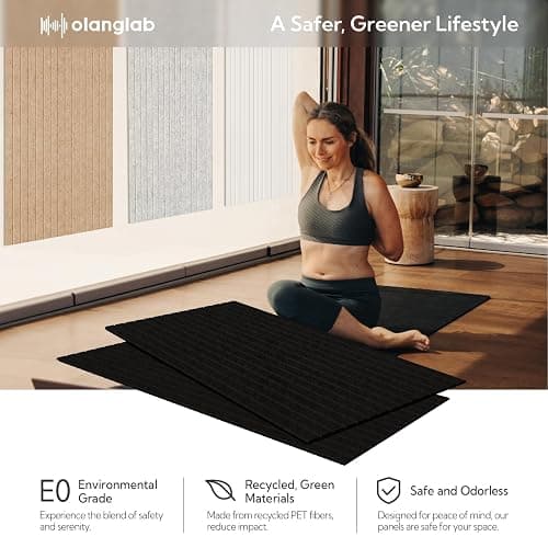 Olanglab Acoustic Wall Panels 10 Pack, 48 x 24 per Acoustic Panels Sound Absorbing, Decorative Sound Panels for Home Studio and Office, Black - Black thumbnail 4