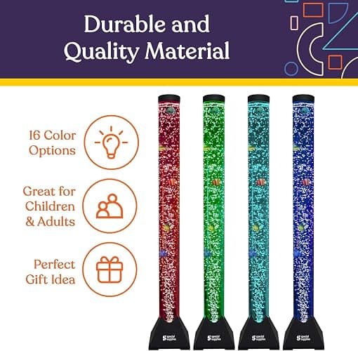 Special Supplies Aquarium Sensory Fish Bubble Light Tube with 16 LED Color Changing Nightlight Effect, Remote Control, and 8 Fishes, Colorful Floor Standing Lamp for Kids and Adults (4 feet) thumbnail 4