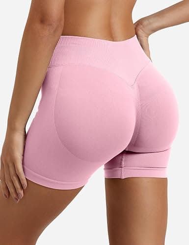 YEOREO SoftHue Damen Sport Shorts Invisible Scrunch Butt Lifting Gym Workout Shorts 4.5" Seamless Kurze Leggings Damen Push Up Booty Biker Shorts thumbnail 4
