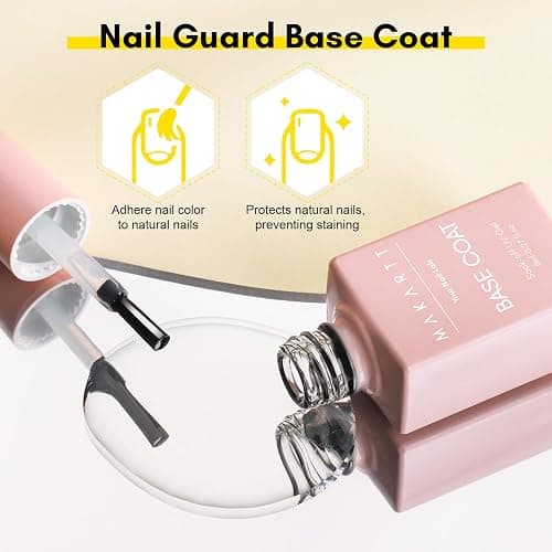 Makartt Gel Top Coat and Base Coat Kit: 2 PCS Clear Gloss Shiny No Wipe Stain Resistant General Top Coat Nail Polish UV for Acrylic Nails Dip Powder Gel Nail Polish Beauty Spring Gift Salon at Home thumbnail 4