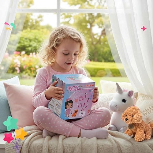 Meland Toy Doctor Kit for Girls, Pretend Play Toy Doctor Set with Dog , Carrying Bag, Stethoscope & Dress Up Costume Gift for Kids Toddlers Ages 3 4 5 6 Year Old for Role Play thumbnail 2