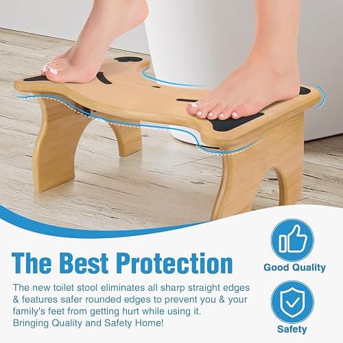 JLKCTHH Bamboo Toilet Stool for Bathroom, 7 Inches Foldable Poop Stool with Non-Slip Pads thumbnail 4