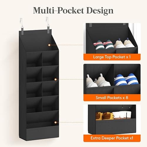 Lifewit 6 Tier Over the Door Shoe Organizer with 11 Large Deep Pockets, Fabric Hanging Shoes Shelf for Closet, Dorm Storage, Fit Up to 12 Pair Shoe Rack Holder for Sneakers, Boots, Black thumbnail 7