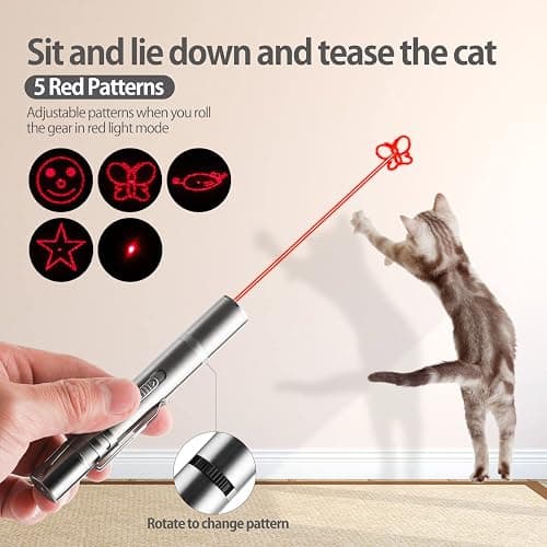 Zugesify Laser Pointer Cat Toy, Interactive Toy with Red Dot LED Light Pointer, Long Range 3 Modes Projection Playpen for Kitten Interaction,USB Recharge Pointer (1 pcs) thumbnail 5
