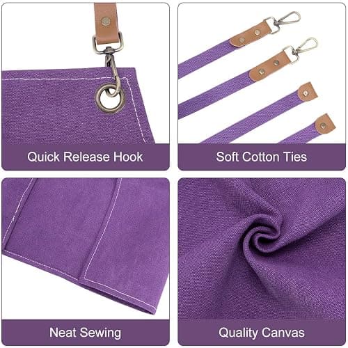 Apron for Men Women with Pockets Cotton Canvas Cross Back Heavy Duty Adjustable Work Apron thumbnail 2