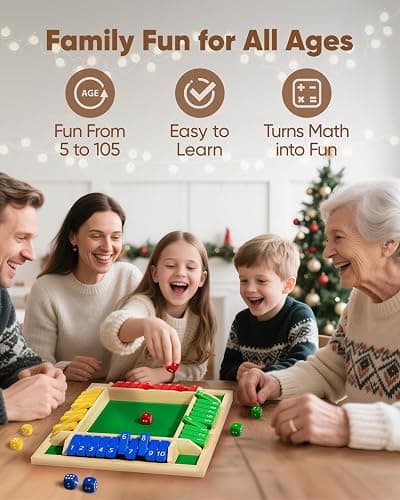 Maiji Planet Classic Original Shut The Box Game, Math Dice Board Game for Family Night Classroom Travel, Wooden Table for Group Kid Adult Senior, Camp Party Bar, Easy Quick and Fun, 2-4 Players thumbnail 3