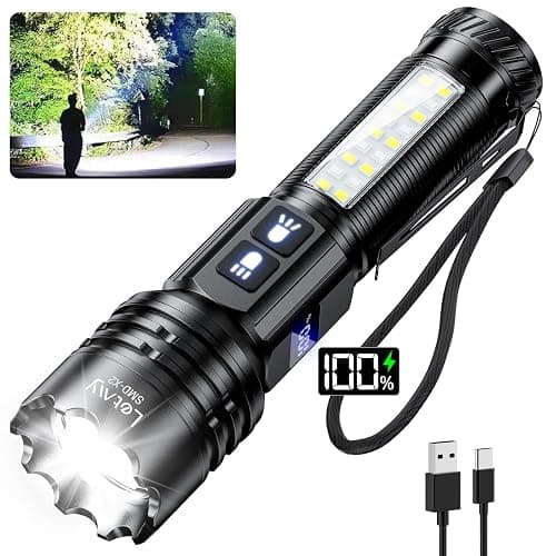 LETMY Rechargeable Flashlights 990000 High Lumens, 7Modes Dual-Switch Flashlight Rechargeable with LCD Digital Display, Super Bright Flashlight Powerful Flash Light LED Flashlights for Home Camping - Image 1