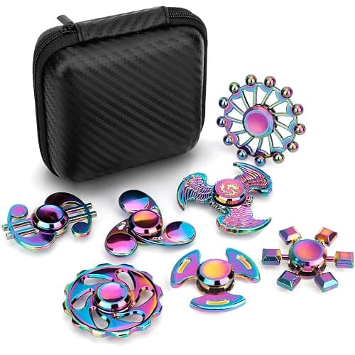 Cool Fidget Pack Toys Set, Novelty Fidgets Spinners Rainwbow Finger Hand Spinner Metal Fidget Chain Cube Kit Focus Autism Toy Fingertip Gyro Stress Relief Spiral Twister Anti Anxiety Gifts Kids Adults - Image 1