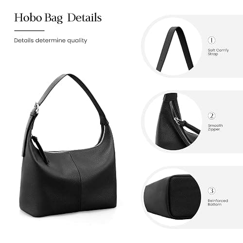 befen Genuine Leather Slouchy Hobo Bags for Women, Ultra Lightweight Leather Purses Shoulder Handbags Satchel for Work Casual thumbnail 7