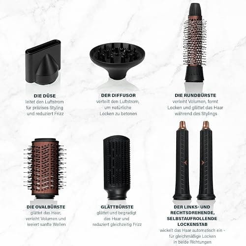 Princess Airstyler Pro, 7-in-1 Stylingtool, 3 Heiz- & Geschwindigkeitsstufen, Ionenfunktion, Coolshot, 1,8m Kabel, Reisetasche, 7 Aufsätze, Hitzeschutzhandschuh, BLDC-Motor, 2000 W, 01.529205.01.001 thumbnail 5