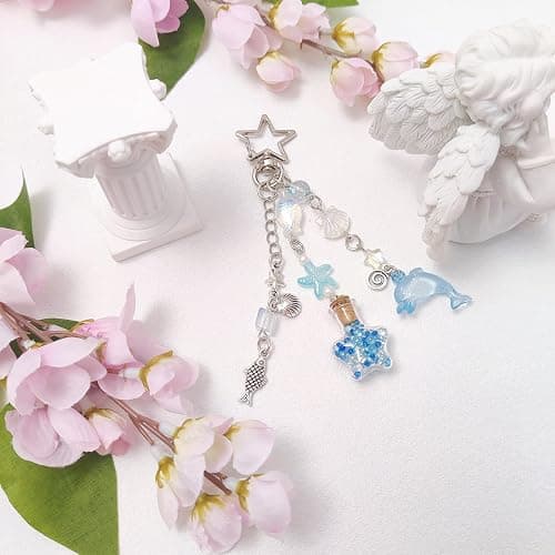 cioatu Y2K Aesthetic Keychains for Women Cute Flowers Star Cake Jellyfish Keychins Charms Kawaii Bag Purse Decor thumbnail 2