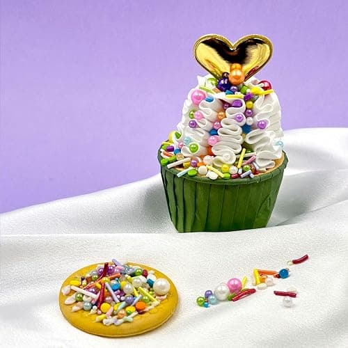Rainbow Sprinkles for Cake Decorating, 4.6Oz Pastel Jimmies and Pearls Sprinkles Mix for Donut Cookie Baking Brownies Cupcake Ice Cream Toppings thumbnail 6