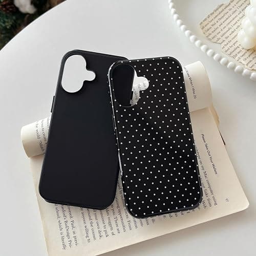 Longlayss Compatible with iPhone 16 Plus Case Cute Aesthetic Polka Dot Phone Case for Women Girl Shockproof Slim TPU and Hard PC Protective Cover (White) thumbnail 2