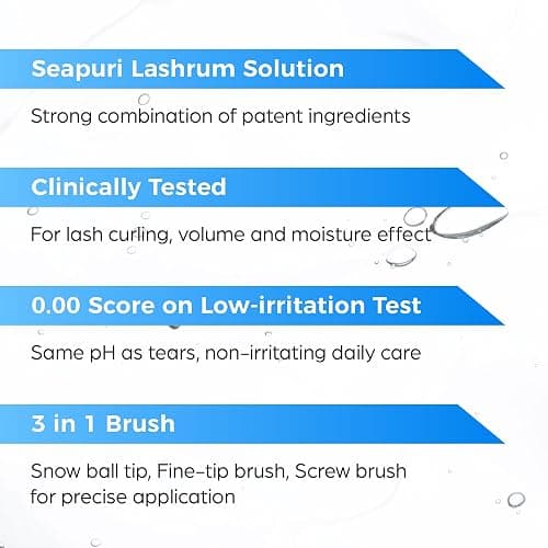 Seapuri Lashrum Eyelash Enhancing Serum | Lash Growth Serum with Caffeine, Peptide & Biotin | for Longer, Fuller Lashes | Dual Brush for Precise & Full Application | Non-Irritating, Daily Use thumbnail 6