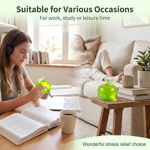 Green Apple Squishy Sensory Toy,Green Fruit Squishys, Soft Flexible Apple Squishy Toy for Anxiety Relief,Cute Novelty Stress Relief Fruit, Rebounding Squishies thumbnail 6
