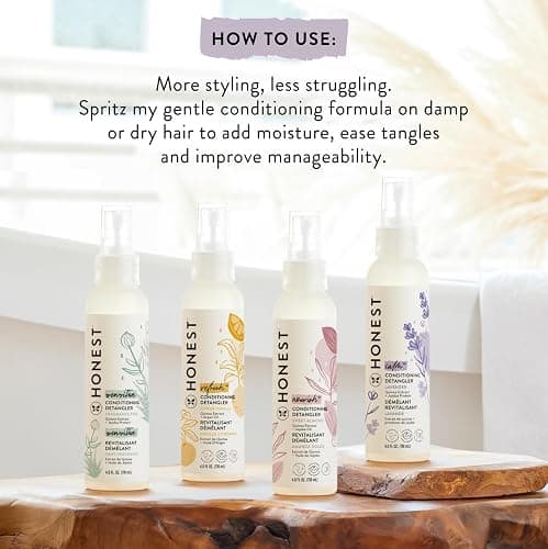 The Honest Company Conditioning Hair Detangler, Tear-Free, Hypoallergenic, Leave-In Conditioner and Fortifying Spray, Citrus Vanilla Refresh, 4 fl oz thumbnail 5
