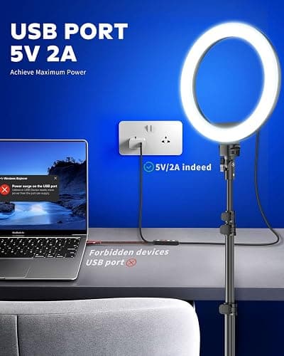 Kaiess 10.2" Selfie Ring Light with 65" Adjustable Tripod Stand & Phone Holder for Live Stream/Makeup, Upgraded Dimmable LED Ringlight for Tiktok/YouTube/Zoom Meeting/Photography thumbnail 6