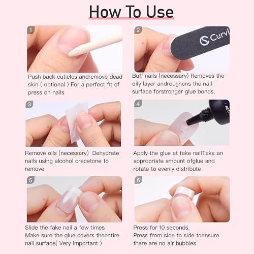 CurvLife Nail Tips Semi Solid Nail Glue 2g (5pcs) - Super Strong, Soft Glue Gel Quick Drying Adhesive for Press On Nails, No UV Light Needed thumbnail 6