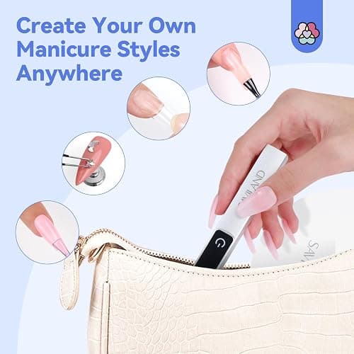 SAVILAND LED U V Light with Magnetic Stand & LCD Screen Portable Nail Lamp Kit Handsfree 2-Timer Modes Portable Mini Nail Dryer Stand for Gel Nails USB Rechargeable and Cordless for Home DIY Manicure thumbnail 7
