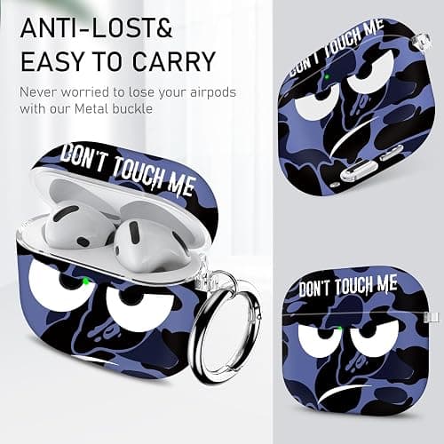 Youtec for Apple Airpods 4th Generation Case Covers(2024),Don't Touch Me for Airpods 4 Cover with Keychain/Lanyard Soft Cute Shockproof Cover for Women Men Compatible AirPod 4 Case,Blue thumbnail 7