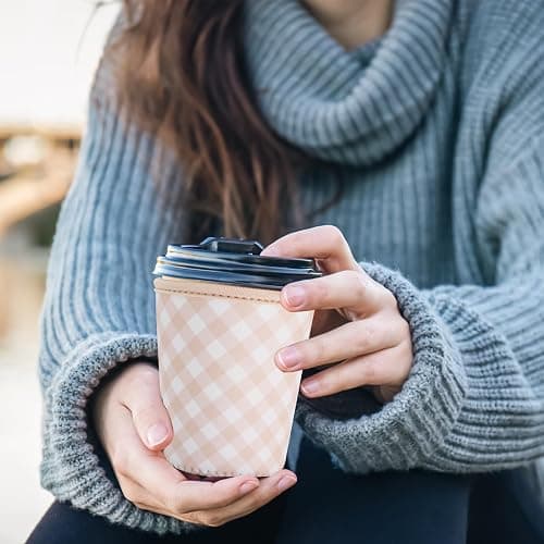Reusable Insulated Sleeve for Iced Coffee Cup, 3-Pack Coffee Neoprene Drink Sleeve for Cold & Hot Drinks, Beverage Holder for Iced Coffee (Pastel Gingham Set) thumbnail 5
