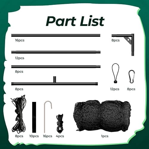 EnjoyColor Pro 40FT Batting Cage Net and Frame, 40 Foot Baseball and Softball Batting Cages with Pitching Machine Hole for Backyard, Black thumbnail 7