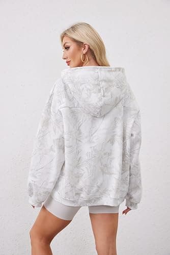 MSBESYOR Camo Hoodie for Men Women Oversized Fleece Maple Leaf Hooded Sweatshirt Graphic Print Pullover Hoodies with Pocket thumbnail 4